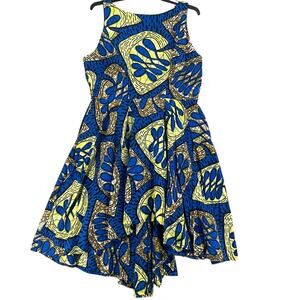 Ray Darten Flowy Flare Womens Dress Plus 2X Colorful Cotton Asymmetrical